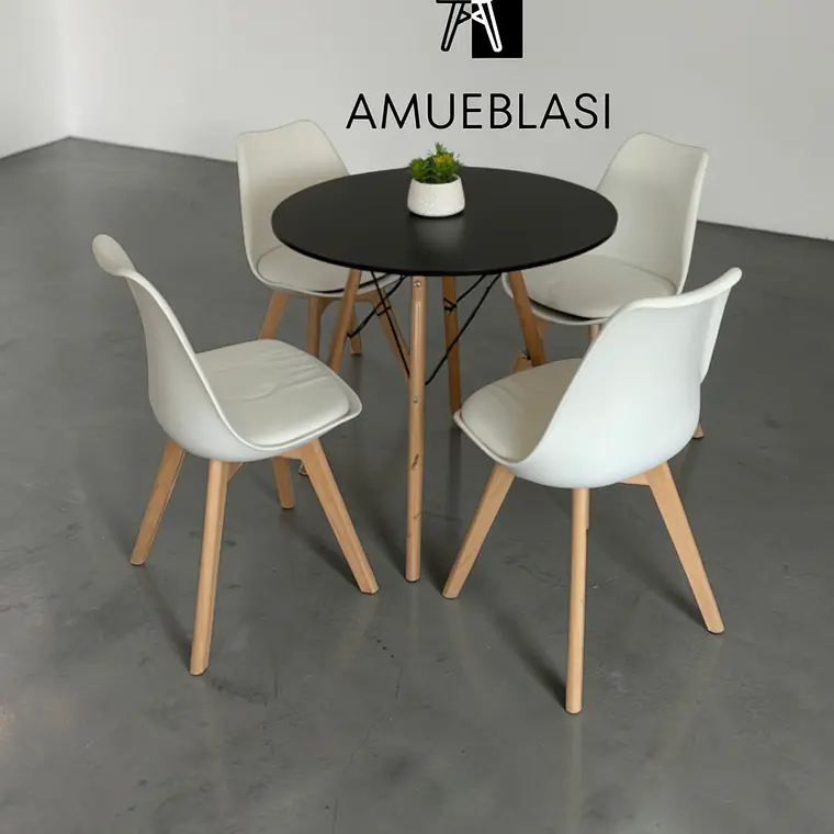 Comedor Redondo Melamina 4 Sillas Tulip – Mesa Eames 14