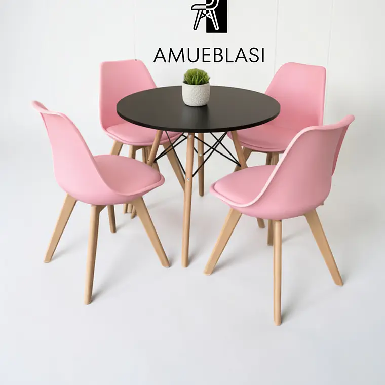Comedor Redondo Melamina 4 Sillas Tulip – Mesa Eames 15
