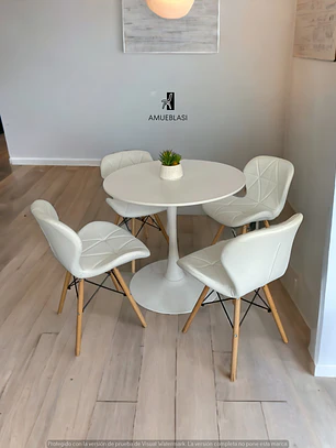 Comedor Mesa Redonda Tulip + 4 Sillas Radar
