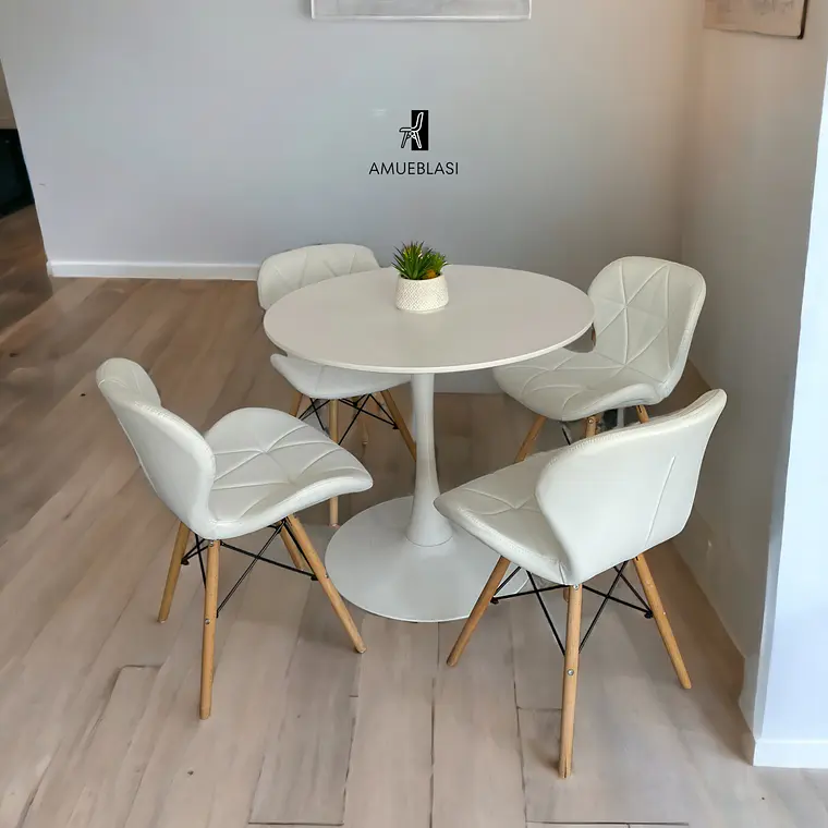 Comedor Mesa Redonda Tulip + 4 Sillas Radar 1