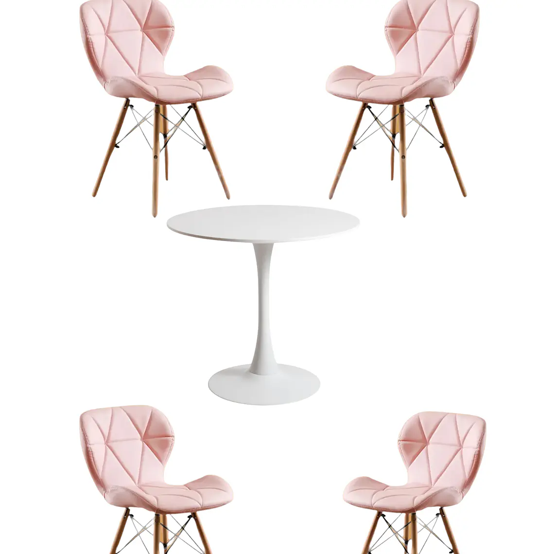 Comedor Mesa Redonda Tulip + 4 Sillas Radar 2