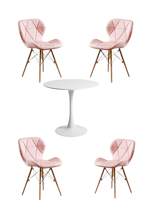 Comedor Mesa Redonda Tulip + 4 Sillas Radar