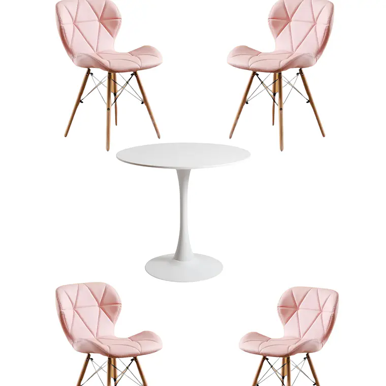 Comedor Mesa Redonda Tulip + 4 Sillas Radar 2