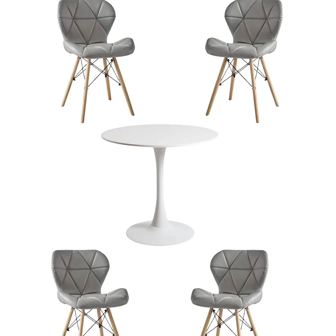 Comedor Mesa Redonda Tulip + 4 Sillas Radar 4