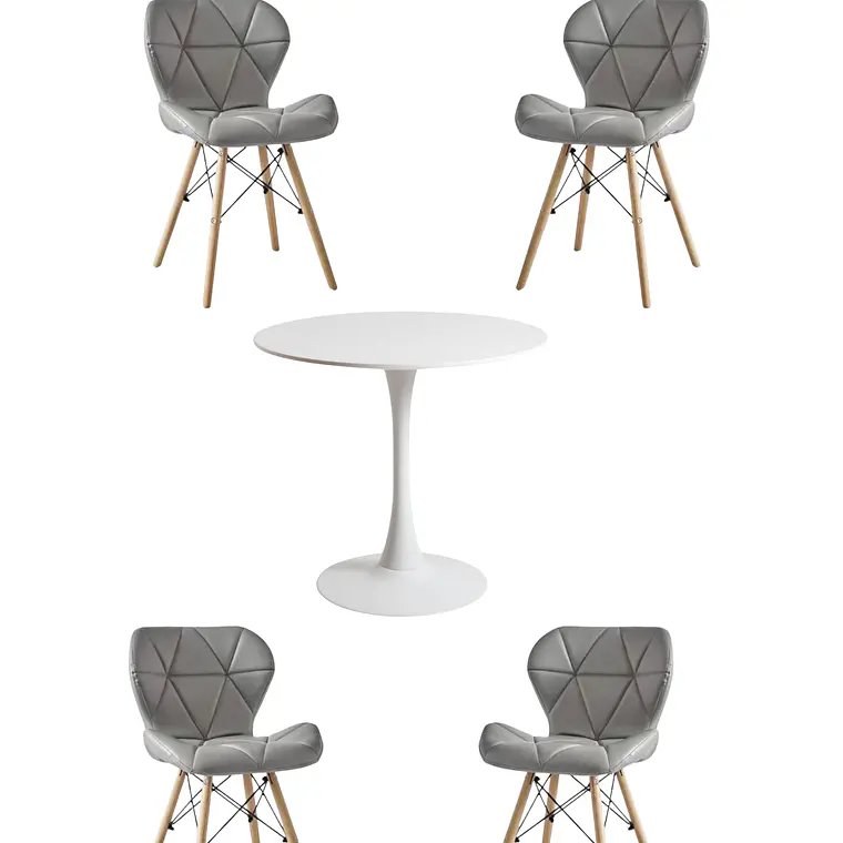 Comedor Mesa Redonda Tulip + 4 Sillas Radar 5