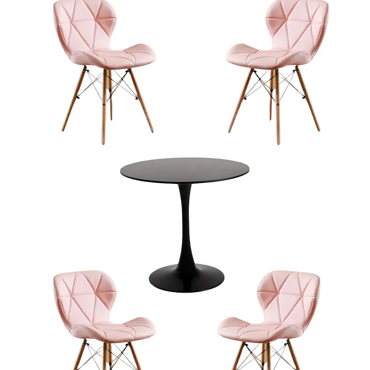 Comedor Mesa Redonda Tulip + 4 Sillas Radar 6