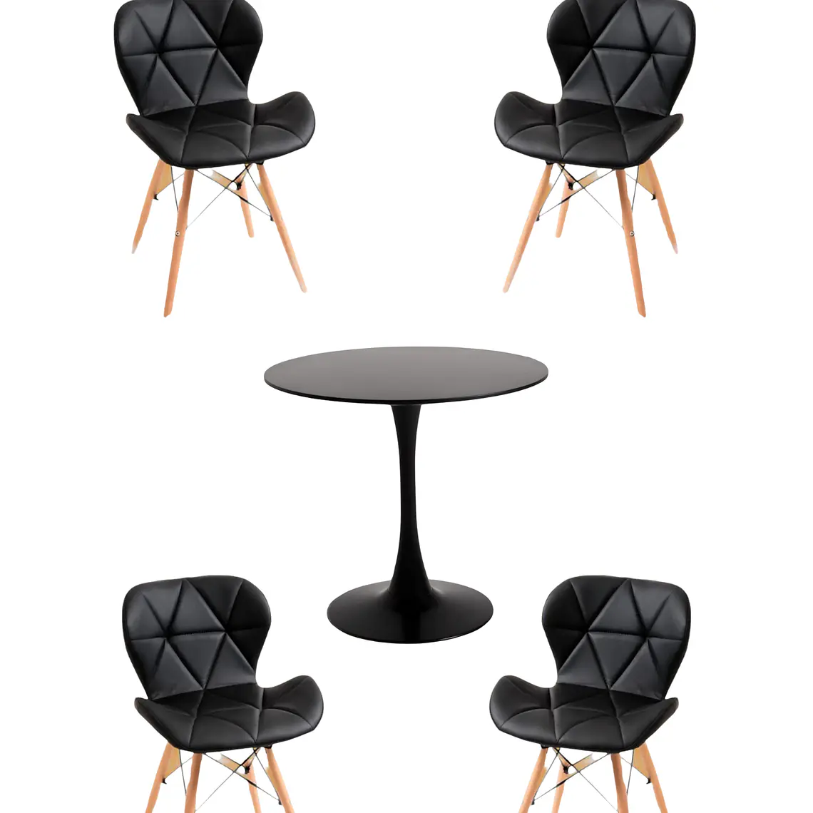 Comedor Mesa Redonda Tulip + 4 Sillas Radar 7