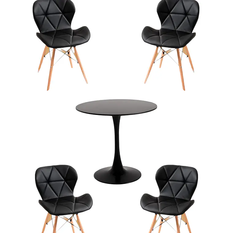 Comedor Mesa Redonda Tulip + 4 Sillas Radar 7