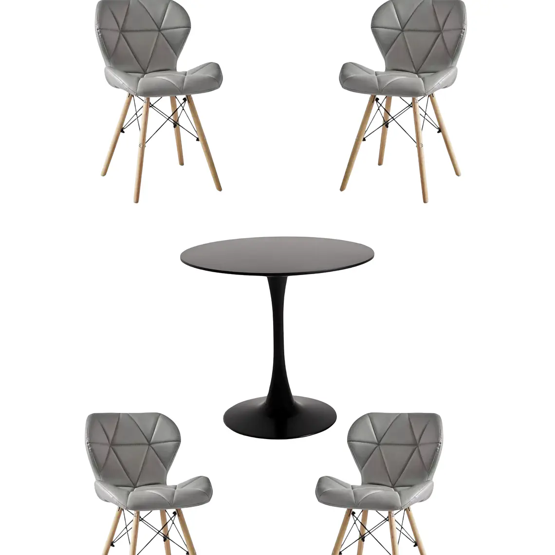 Comedor Mesa Redonda Tulip + 4 Sillas Radar 8