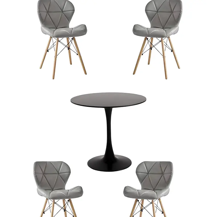 Comedor Mesa Redonda Tulip + 4 Sillas Radar 8