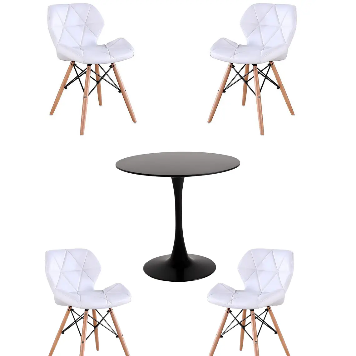 Comedor Mesa Redonda Tulip + 4 Sillas Radar 9