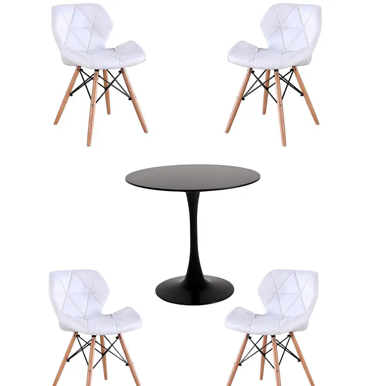 Comedor Mesa Redonda Tulip + 4 Sillas Radar 9