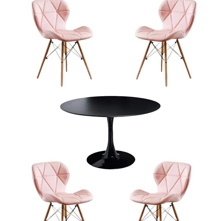Comedor Mesa Redonda Tulip + 4 Sillas Radar 10