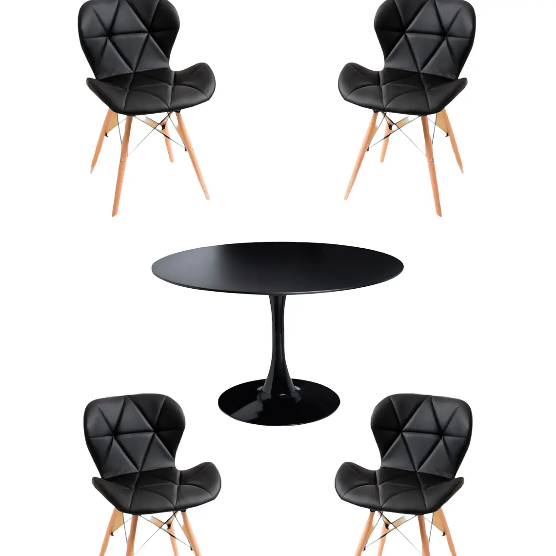 Comedor Mesa Redonda Tulip + 4 Sillas Radar 11