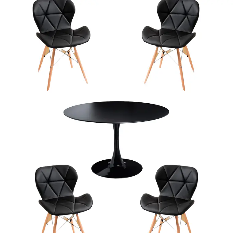 Comedor Mesa Redonda Tulip + 4 Sillas Radar 11