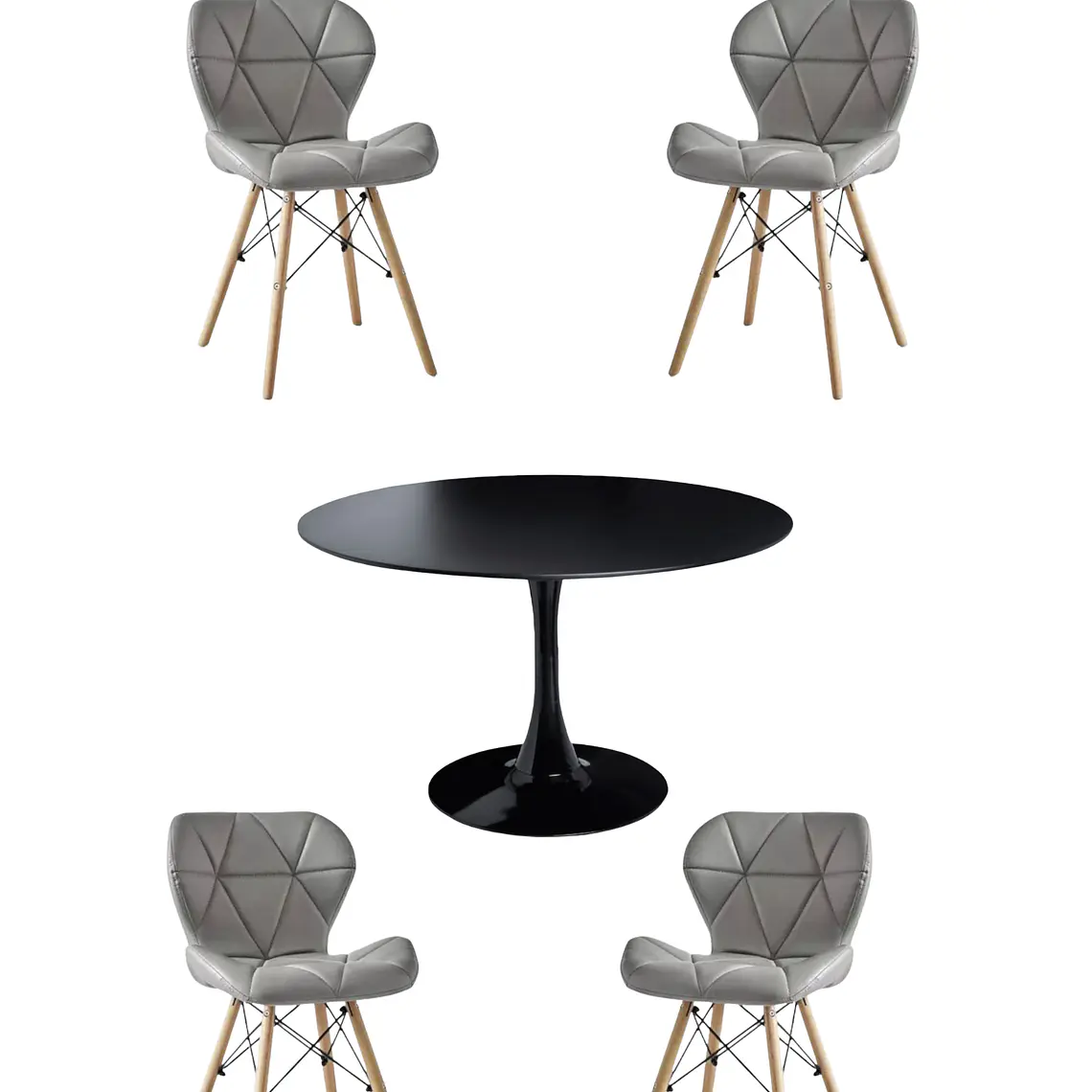 Comedor Mesa Redonda Tulip + 4 Sillas Radar 12