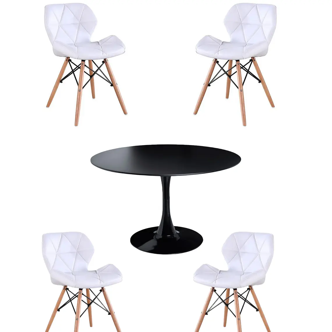 Comedor Mesa Redonda Tulip + 4 Sillas Radar 13