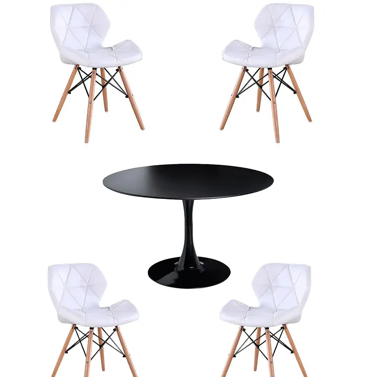 Comedor Mesa Redonda Tulip + 4 Sillas Radar 13