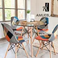Comedor Redondo Vidrio 4 Sillas Patchwork – Mesa Eames - Miniatura 1