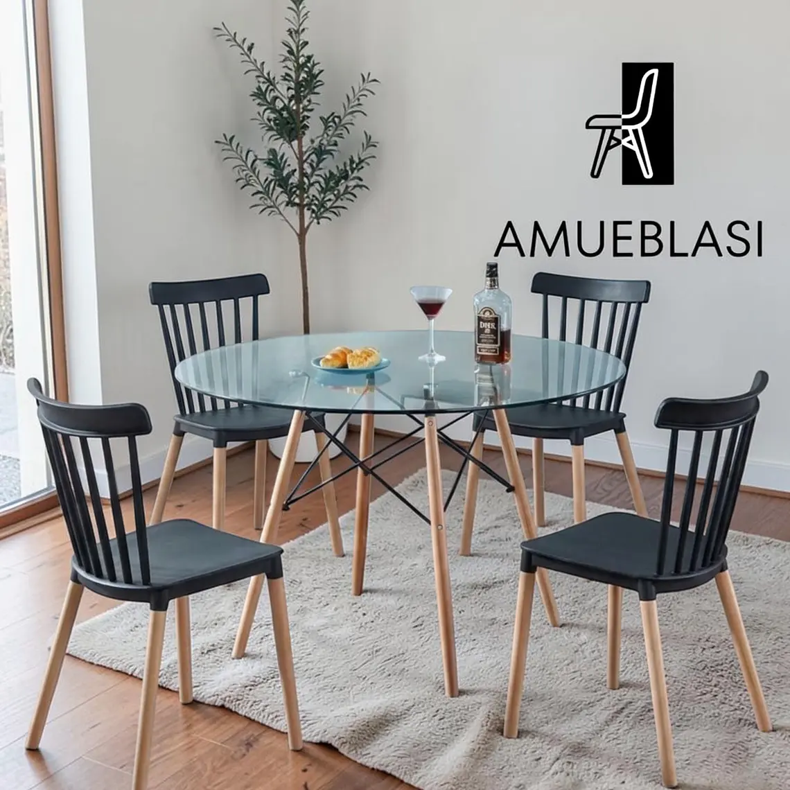 Comedor Redondo Vidrio 4 Sillas Windsor – Mesa Eames 3