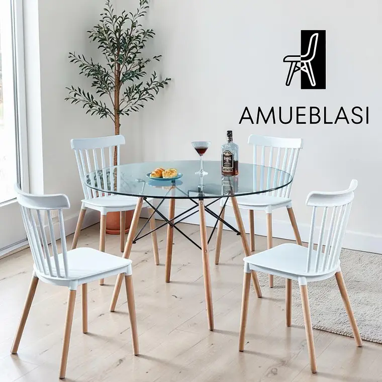 Comedor Redondo Vidrio 4 Sillas Windsor – Mesa Eames 6