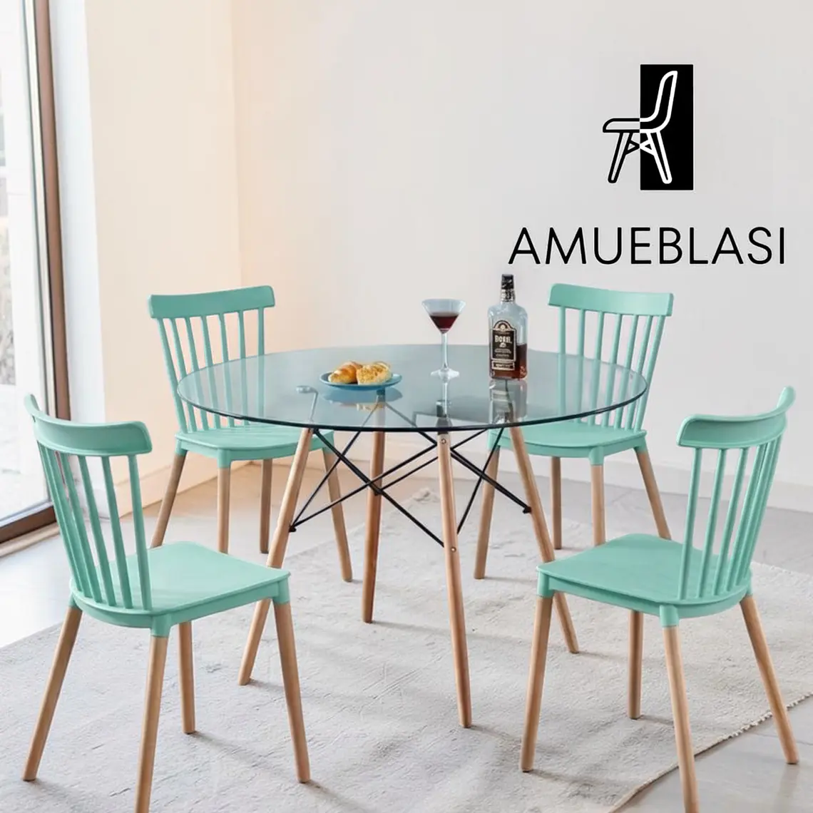 Comedor Redondo Vidrio 4 Sillas Windsor – Mesa Eames 7