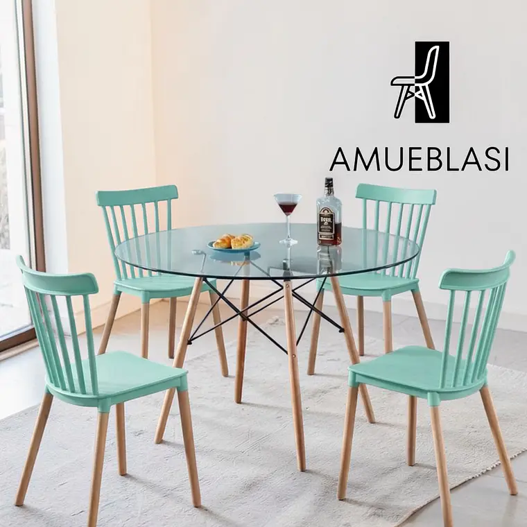 Comedor Redondo Vidrio 4 Sillas Windsor – Mesa Eames 7
