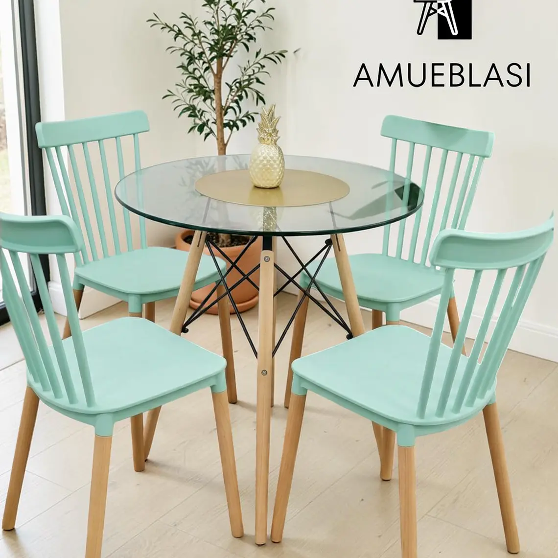 Comedor Redondo Vidrio 4 Sillas Windsor – Mesa Eames 8