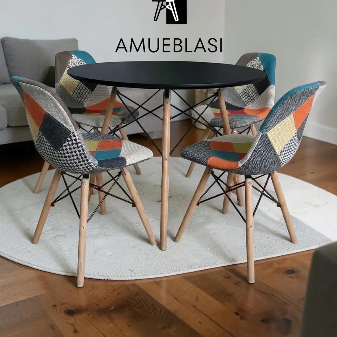 Comedor Redondo Melamina 4 Sillas Patchwork – Mesa Eames 5