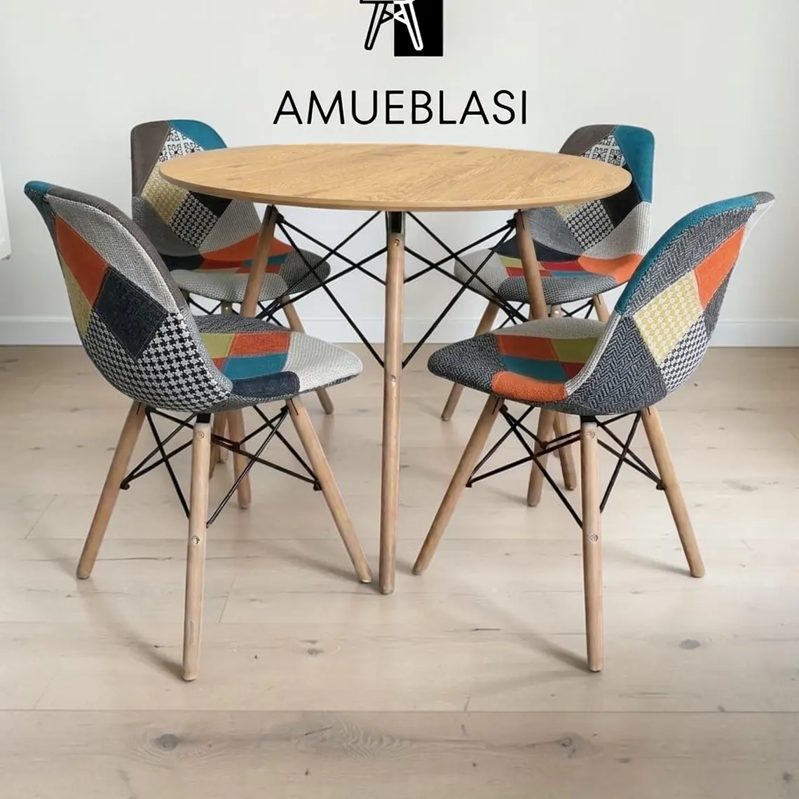Comedor Redondo Melamina 4 Sillas Patchwork – Mesa Eames 6