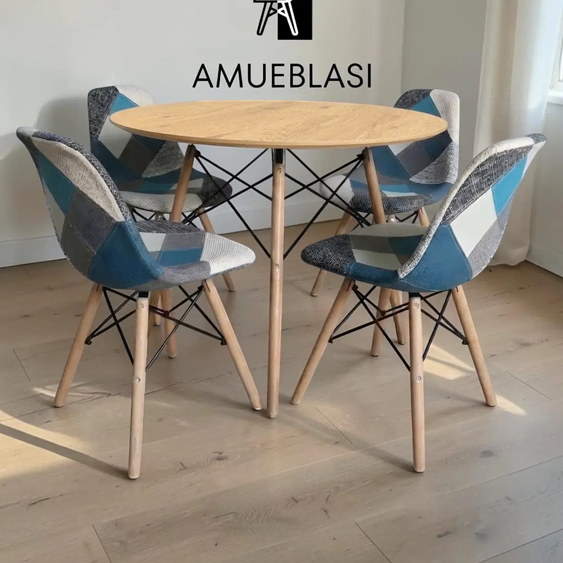 Comedor Redondo Melamina 4 Sillas Patchwork – Mesa Eames 8