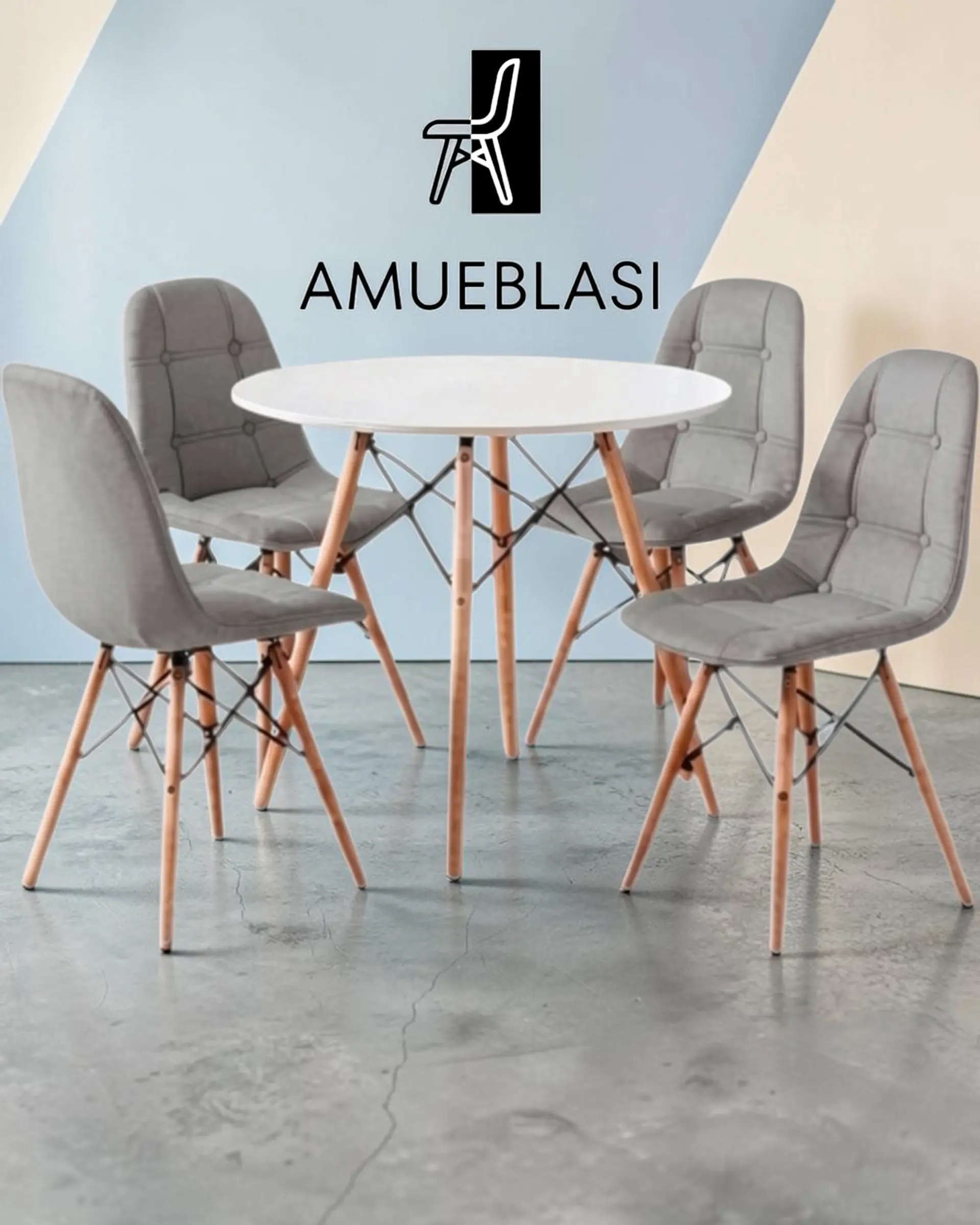 Comedor Redondo Melamina Eames 4 Sillas Buckle  2