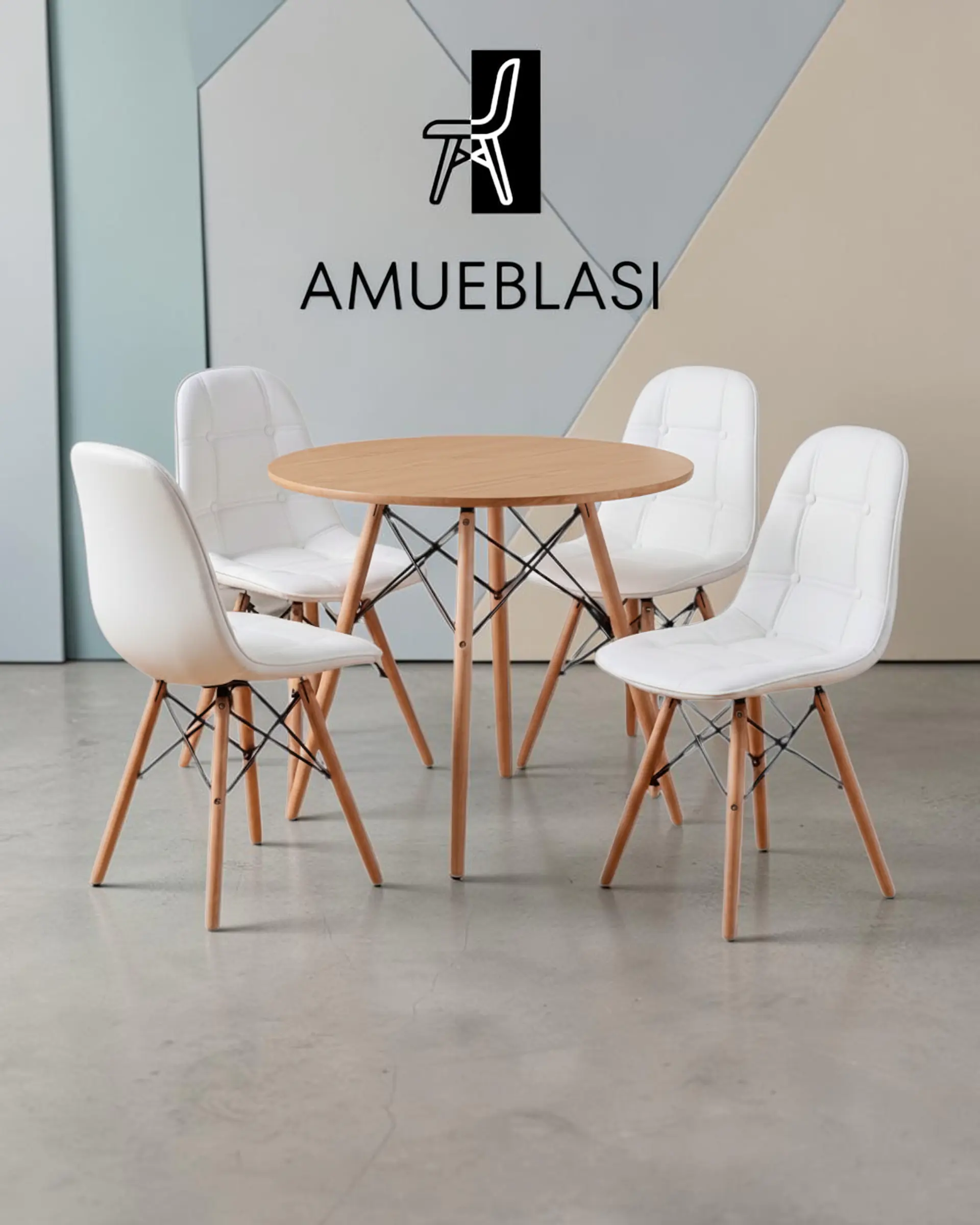 Comedor Redondo Melamina Eames 4 Sillas Buckle  4