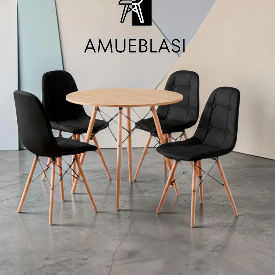 Comedor Redondo Melamina 4 Sillas Buckle – Mesa Eames 8