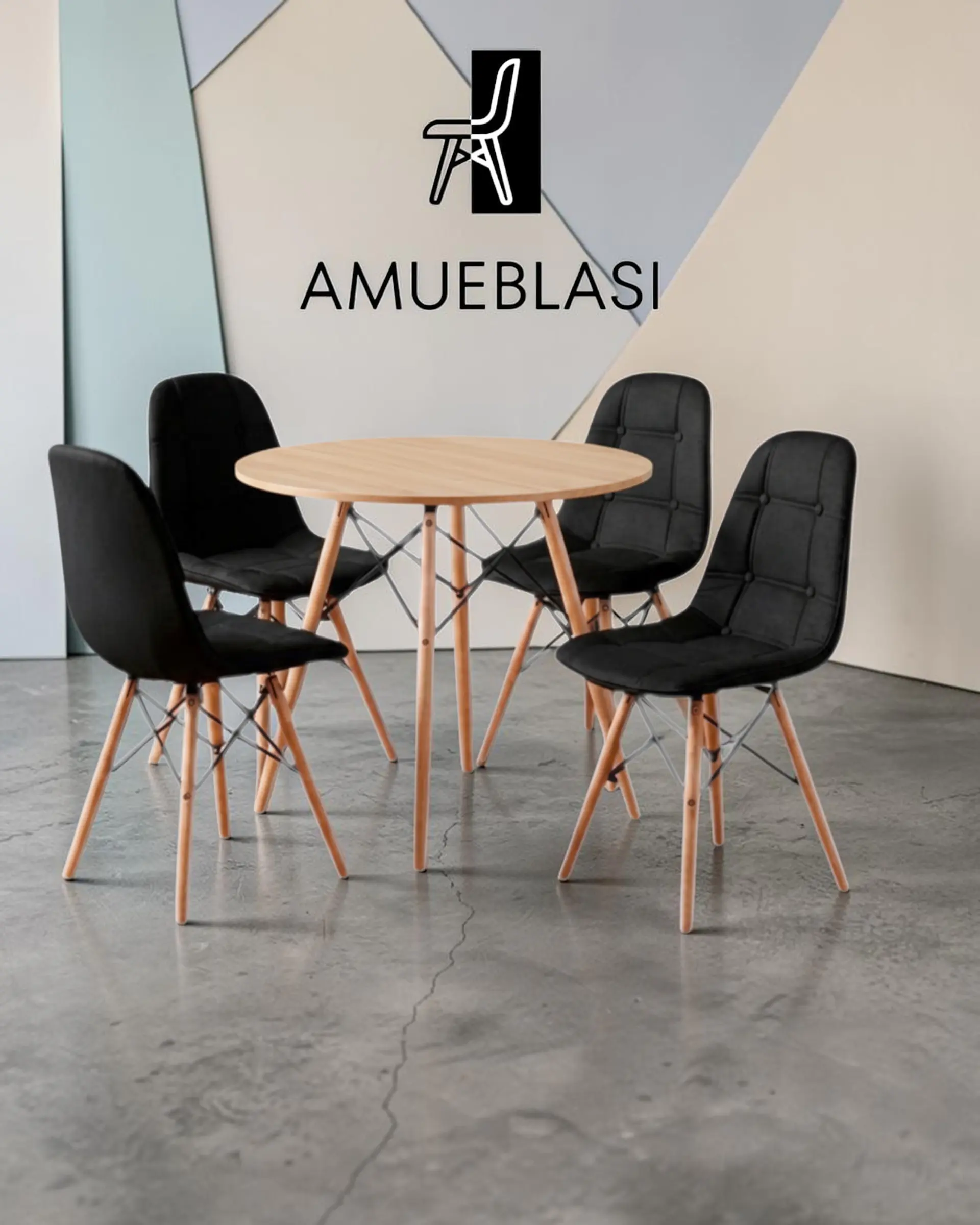 Comedor Redondo Melamina Eames 4 Sillas Buckle  8
