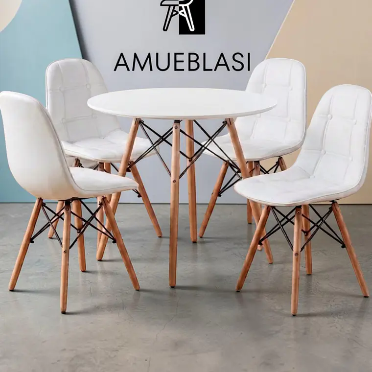 Comedor Redondo Melamina 4 Sillas Buckle – Mesa Eames 9
