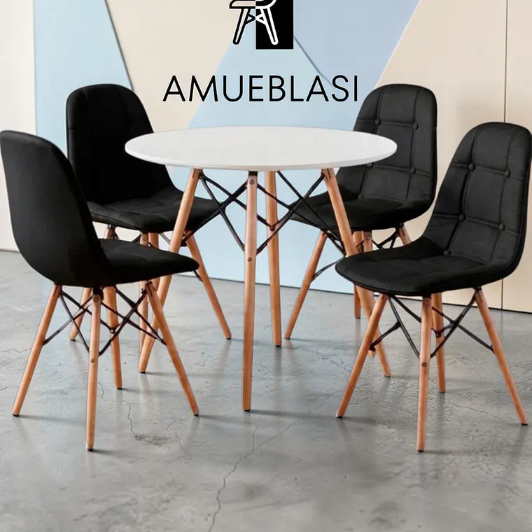 Comedor Redondo Melamina 4 Sillas Buckle – Mesa Eames 10
