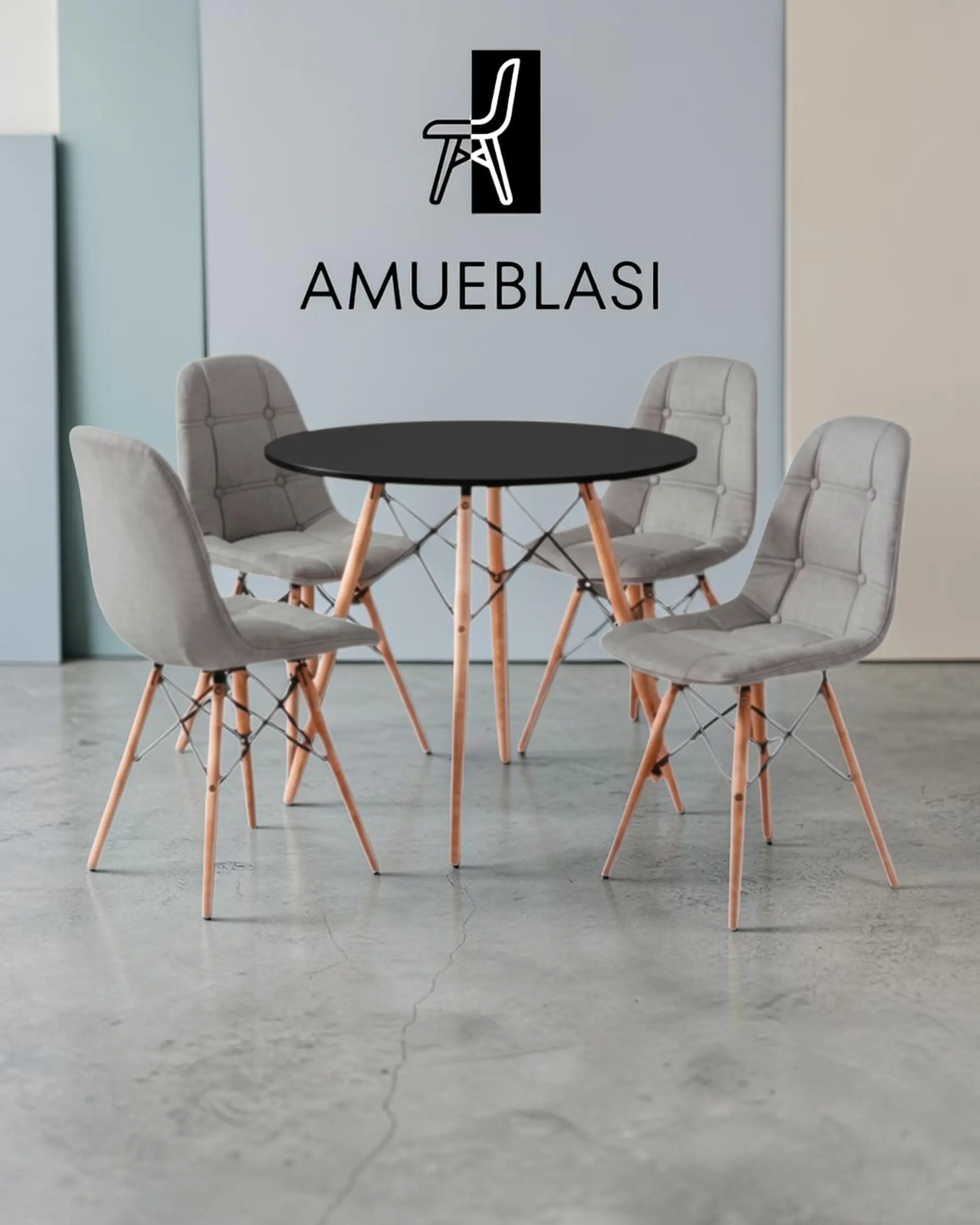 Comedor Redondo Melamina Eames 4 Sillas Buckle  11