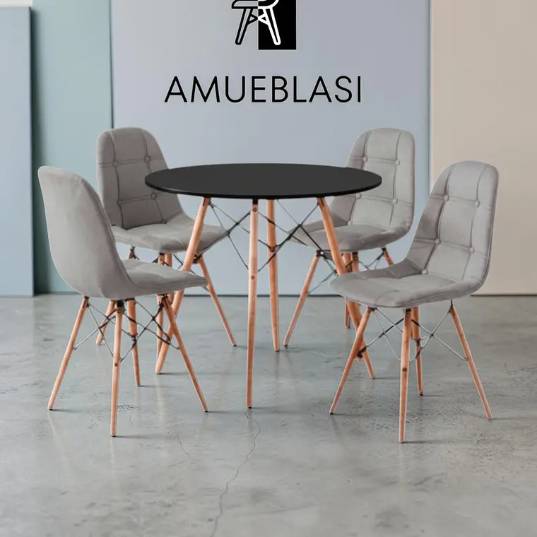 Comedor Redondo Melamina 4 Sillas Buckle – Mesa Eames 11