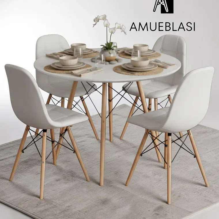 Comedor Redondo Melamina 4 Sillas Buckle – Mesa Eames 14
