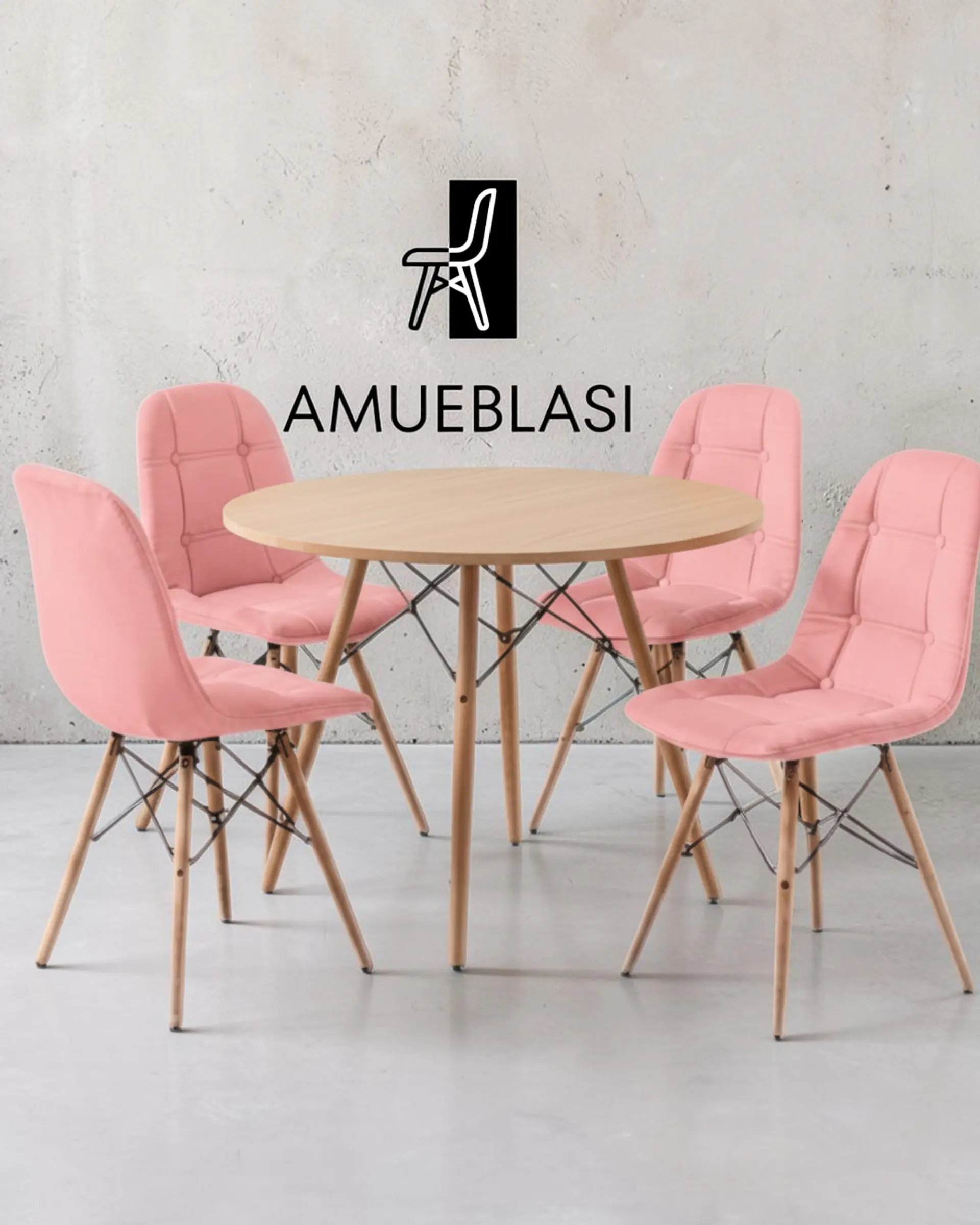 Comedor Redondo Melamina Eames 4 Sillas Buckle  15