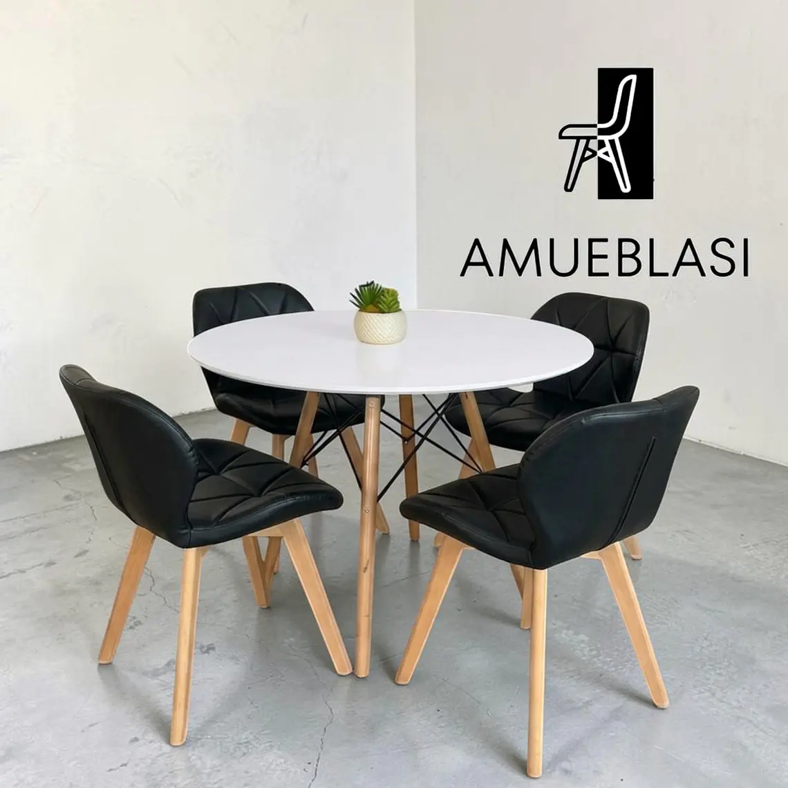 Comedor Redondo Melamina 4 Sillas Radar Fiori – Mesa Eames 2