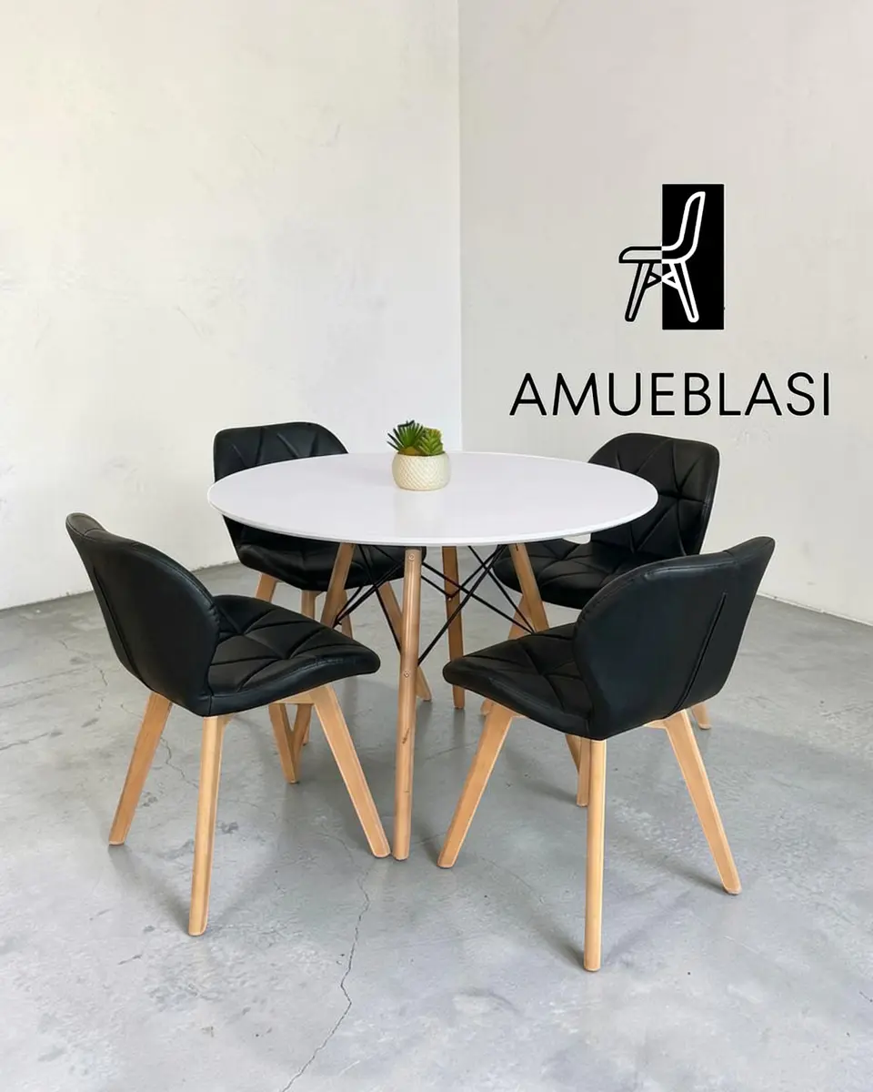Comedor Redondo Melamina Eames con Sillas Radar Fiori  2