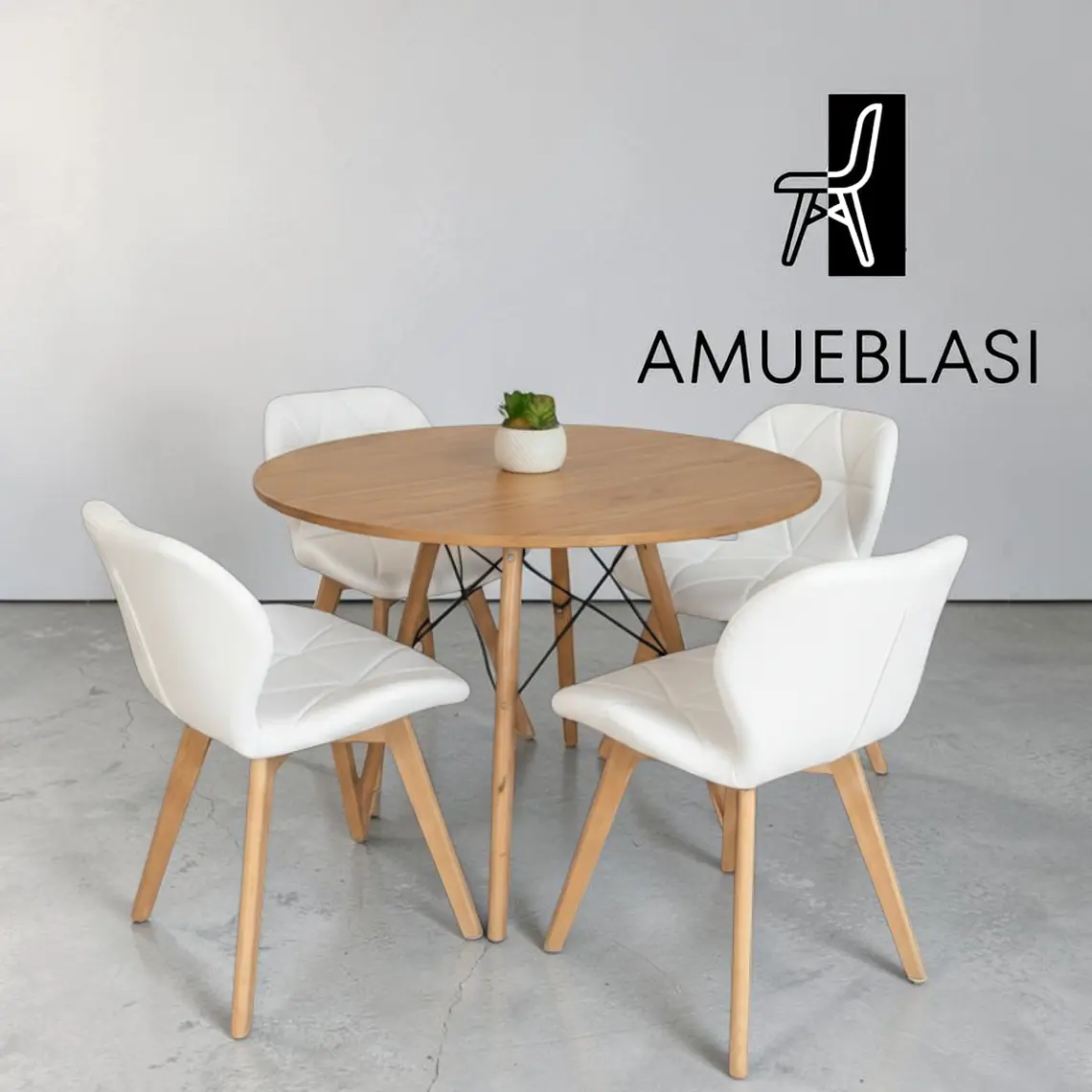 Comedor Redondo Melamina 4 Sillas Radar Fiori – Mesa Eames 3