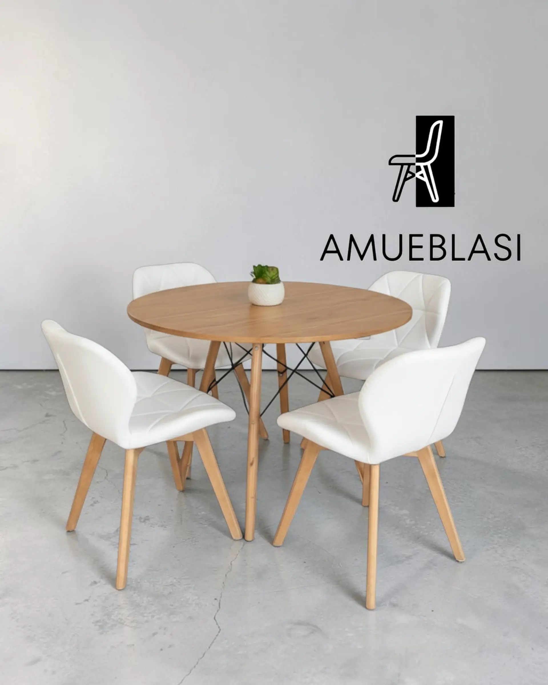 Comedor Redondo Melamina Eames con Sillas Radar Fiori  3