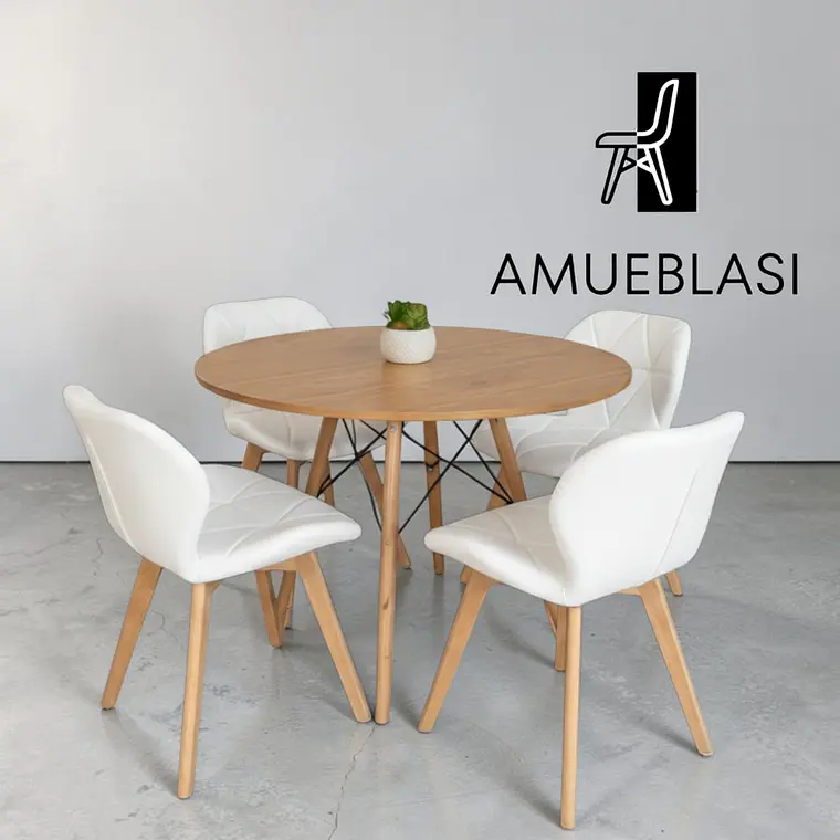 Comedor Redondo Melamina 4 Sillas Radar Fiori – Mesa Eames 3