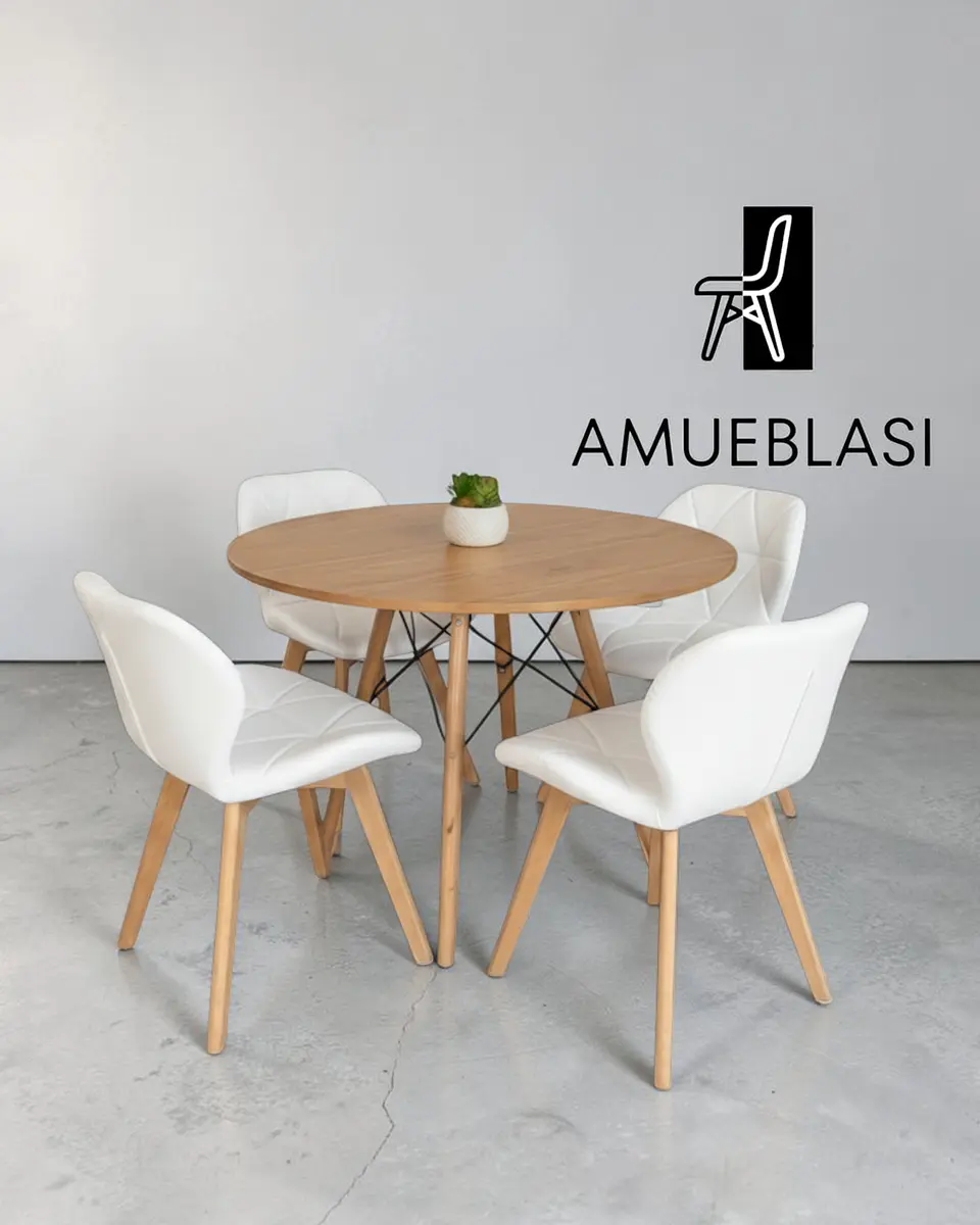 Comedor Redondo Melamina Eames con Sillas Radar Fiori  3