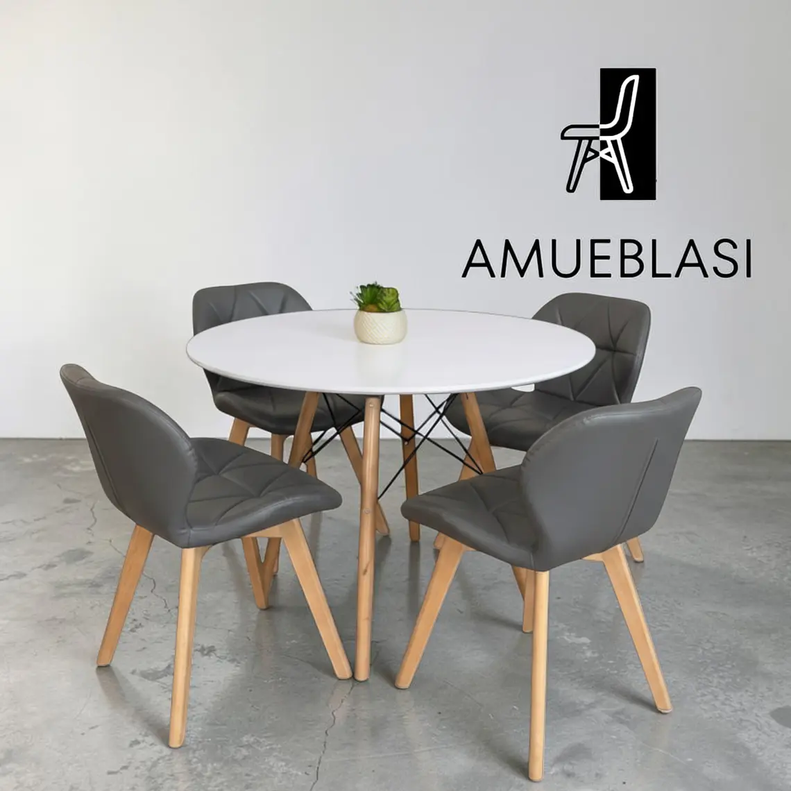 Comedor Redondo Melamina 4 Sillas Radar Fiori – Mesa Eames 4