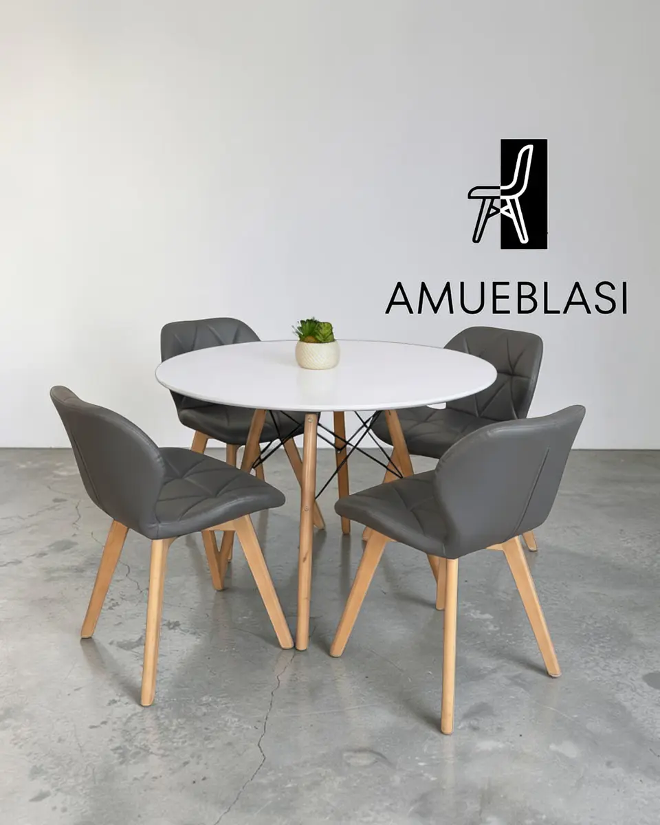 Comedor Redondo Melamina Eames con Sillas Radar Fiori  4