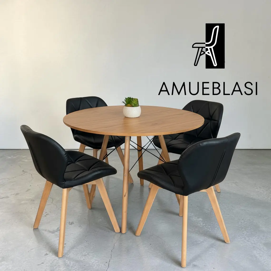Comedor Redondo Melamina 4 Sillas Radar Fiori – Mesa Eames 5